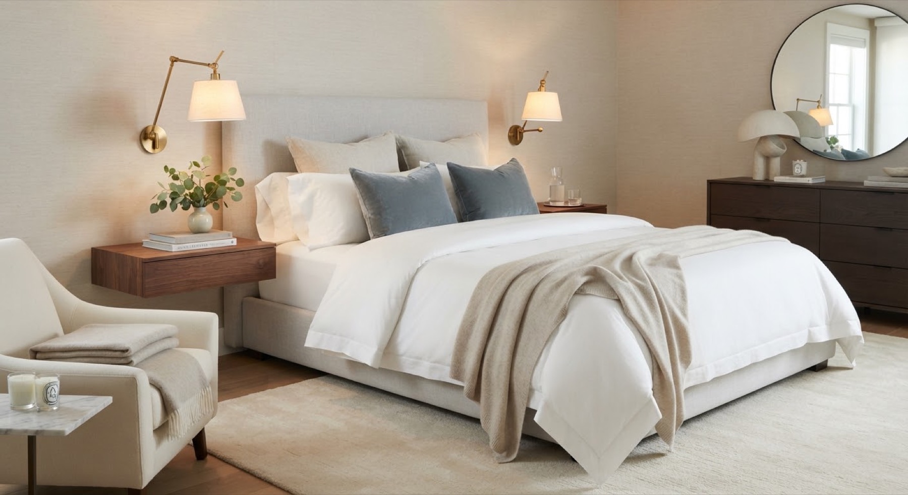 Chambre préparée pour les photos de l'annonce